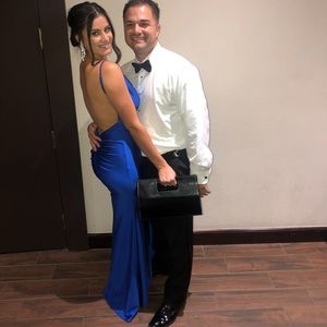 Cobalt blue open back dress